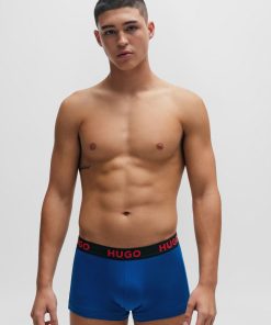 Hugo Boss Underwear-Three-pack of stretch-jersey trunks with logo waistbands-hugo boss store near me 2