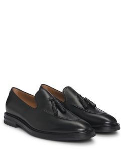 Hugo Boss Business Shoes-Italian leather loafers with tassel trim-hugo boss outlet