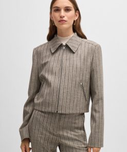 Hugo Boss Tailored Jackets-Zip-up jacket in striped melange cloth-hugo