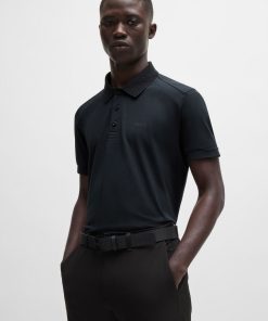 Hugo Boss Polo Shirts-Stretch-cotton polo shirt with striped tape inserts-hugo boss sale