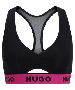 Hugo Boss Underwear, Pajamas, and Socks-Stretch-jersey racer-back bralette with branded waistband-boss store