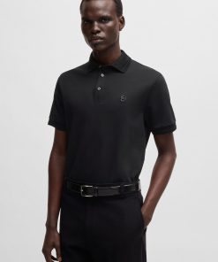 Hugo Boss Polo Shirts-Cotton-piqué polo shirt with Double B monogram-boss store