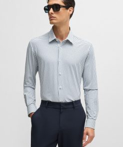 Hugo Boss-Slim-fit shirt in printed performance-stretch fabric-boss store near me