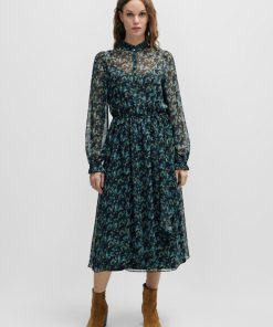 Hugo Boss Dresses-Regular-fit midi dress with digital print-hugoboss