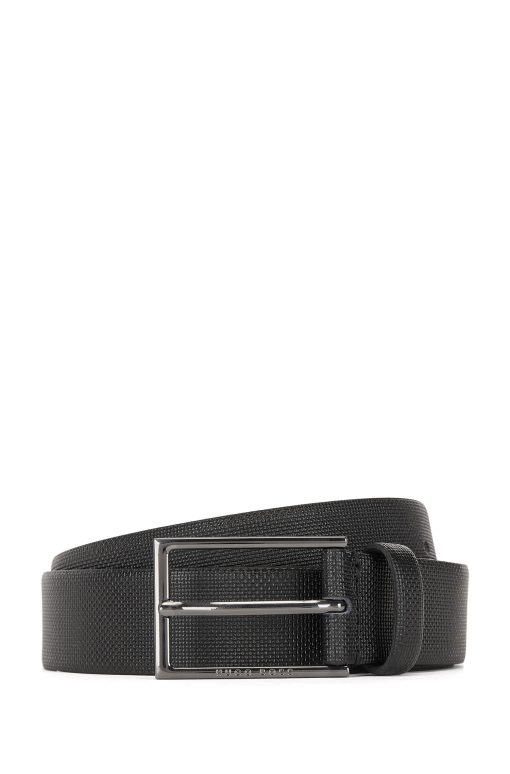 Hugo Boss Belts-Printed belt in Italian leather with logo buckle-hugo boss store