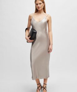 Hugo Boss Dresses-Evening dress in liquid-soft fabric with layered neckline-hugoboss