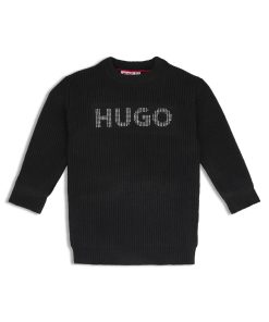 Hugo Boss-Kids’ knitted sweater dress with studded logo-hugo