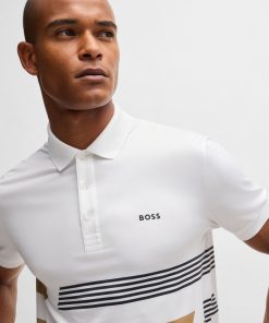 Hugo Boss Polo Shirts-Paddy stretch-jersey polo shirt with stripe print-hugo boss store 2