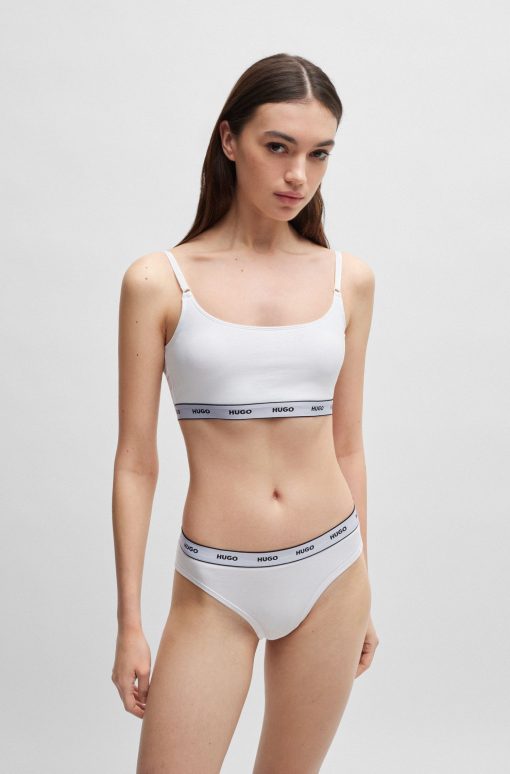 Hugo Boss Underwear, Pajamas, and Socks-Two-pack of stretch-cotton bralettes with branded bands-boss near me - Image 2