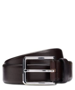 Hugo Boss Belts-Italian-leather belt with polished gunmetal buckle-boss hugo