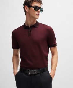 Hugo Boss Polo Shirts-Structured-cotton polo shirt with solid trims-boss hugo