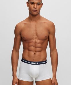 Hugo Boss Underwear-Three-pack of stretch-cotton trunks with logo waistbands-boss near me 2