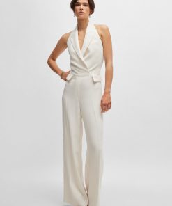 Hugo Boss Dresses-Halterneck jumpsuit with peak lapels-hugo boss store near me