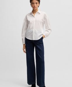 Hugo Boss Blouses-Regular-fit blouse in cotton poplin with point collar-hugo boss outlet 2