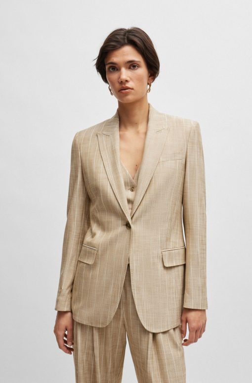 Hugo Boss Tailored Jackets-Regular-fit jacket in pinstripe material with signature lining-hugo boss sale