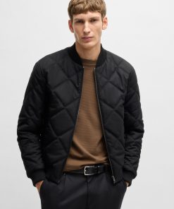 Hugo Boss Jackets and Coats-Regular-fit jacket with diamond quilting and cotton ribbing-hugo boss outlet