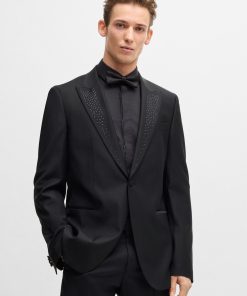 Hugo Boss Sport Coats-Slim-fit tuxedo jacket with embellished lapels-hugo by hugo boss