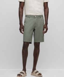 Hugo Boss Pants-Slim-fit shorts in stretch-cotton gabardine-hugo boss outlet