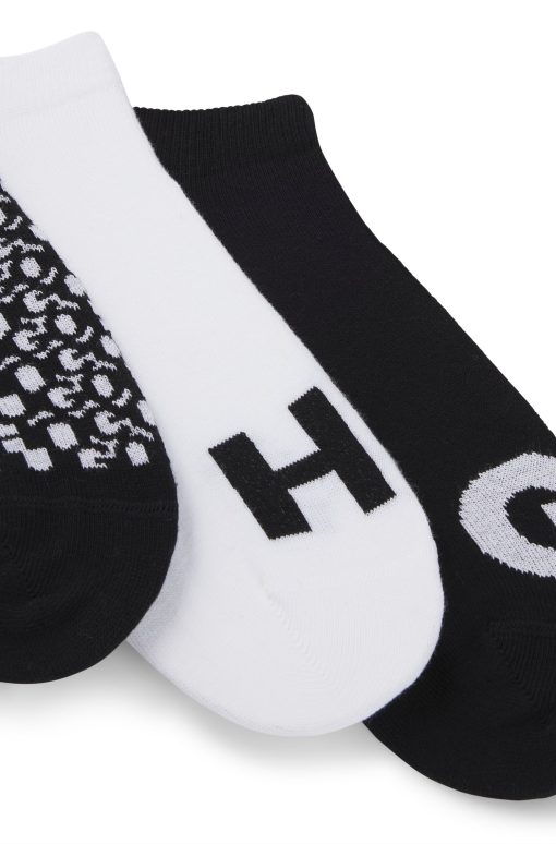 Hugo Boss Underwear, Pajamas, and Socks-Three-pack of ankle socks in cotton-boss outlet - Image 2