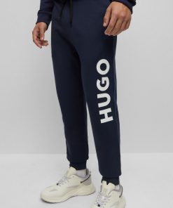 Hugo Boss Sweatshirts and Jogging Pants-Cuffed tracksuit bottoms in French terry with contrast logo-hugo boss store 2