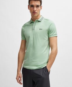 Hugo Boss Polo Shirts-Stretch-cotton polo shirt with stripes and logo-boss near me