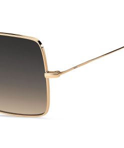 Hugo Boss Eyewear-Gold-tone sunglasses with Havana details-hugoboss 2