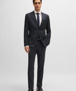 Hugo Boss Suits-Slim-fit suit in micro-patterned wool-boss hugo