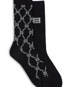 Hugo Boss Socks-Two-pack of regular-length socks with glittery logos-hugoboss