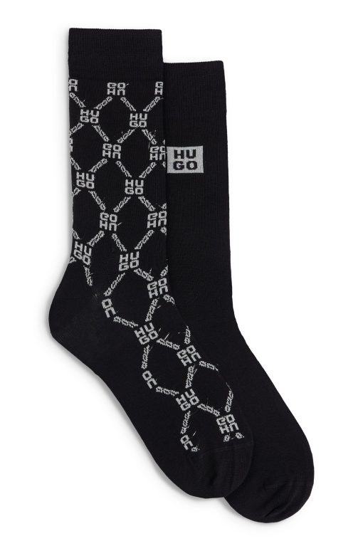 Hugo Boss Socks-Two-pack of regular-length socks with glittery logos-hugoboss