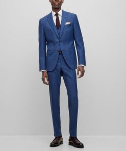 Hugo Boss Suits-Three-piece slim-fit suit in virgin wool-boss outlet