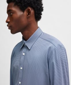 Hugo Boss-Regular-fit shirt in patterned performance-stretch material-boss store near me 2