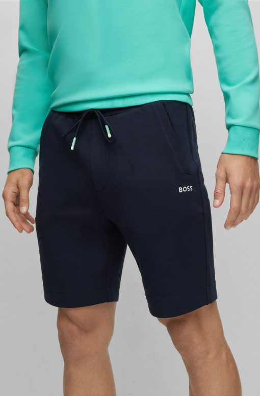 Hugo Boss Sweatshirts and Jogging Pants-Cotton-blend regular-fit shorts with embroidered logos-hugo boss store near me - Image 2