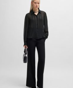 Hugo Boss Blouses-Sheer chiffon blouse with front pleats-hugo boss sale 2