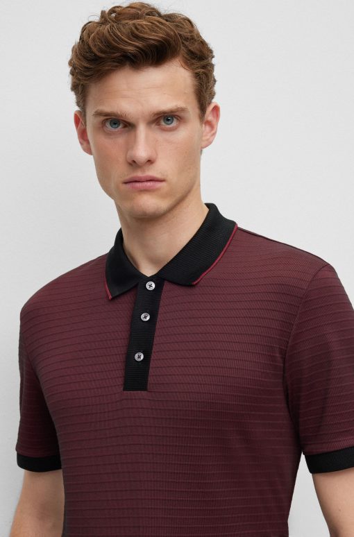 Hugo Boss Polo Shirts-Cotton-blend polo shirt with ottoman structure-hugo by hugo boss - Image 2