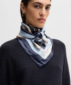 Hugo Boss Scarves-Italian-made scarf in printed silk twill-hugo 2