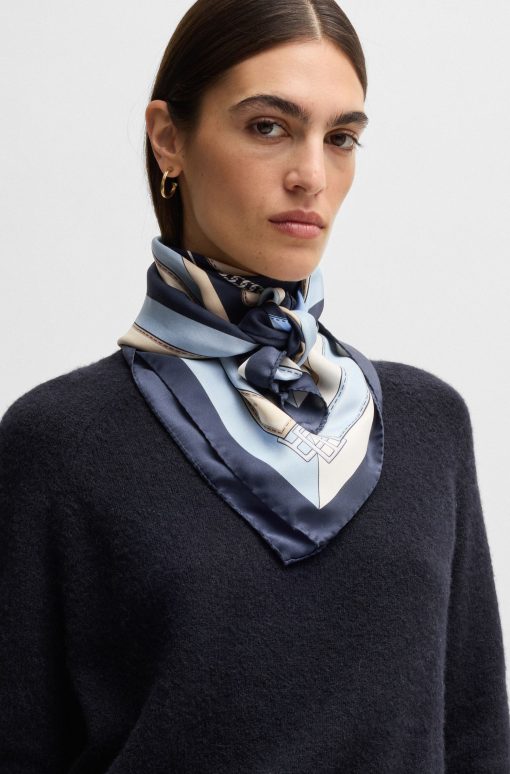 Hugo Boss Scarves-Italian-made scarf in printed silk twill-hugo - Image 2