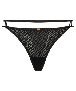 Hugo Boss Underwear, Pajamas, and Socks-String briefs with monogram pattern and cut-out details-hugoboss 2