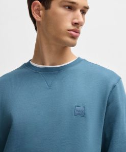 Hugo Boss Tracksuits-Cotton-terry regular-fit sweatshirt with logo patch-boss store near me 2