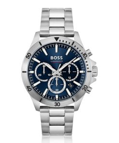 Hugo Boss Watches-Blue-dial chronograph watch with link bracelet-hugo