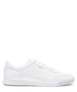 Hugo Boss Sneakers-Faux-leather trainers with gold-tone branding-boss near me 2