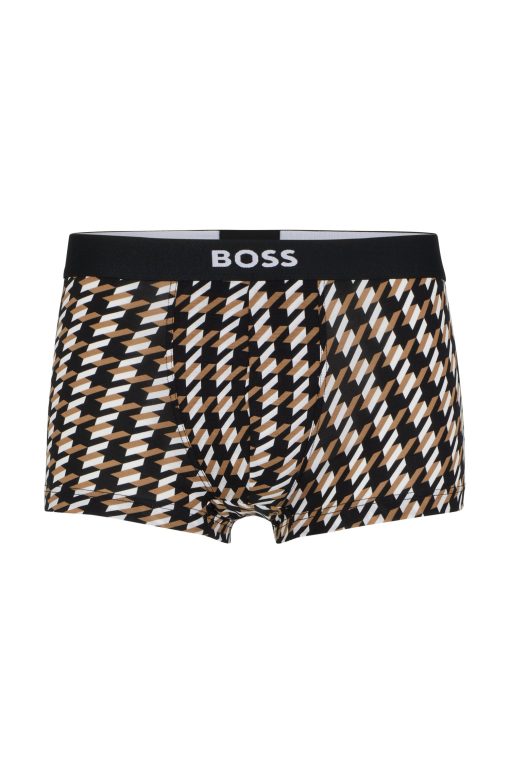 Hugo Boss Underwear-Logo-waistband regular-rise trunks with houndstooth print-boss store near me