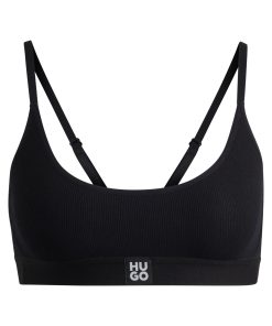 Hugo Boss Underwear, Pajamas, and Socks-Stretch-modal bralette with logo waistband-boss store near me