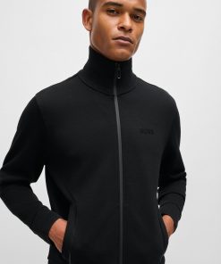 Hugo Boss Tracksuits-Sweatshirt with jacquard collar and cuffs-boss near me 2