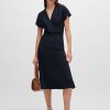 Hugo Boss Dresses-Elasticated-waist slim-fit dress in cotton poplin-boss hugo 3