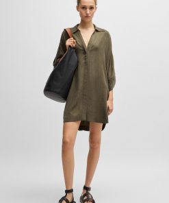 Hugo Boss Dresses-Relaxed-fit shirt dress with concealed closure-boss hugo