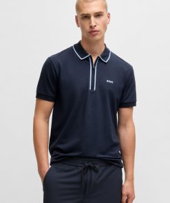 Hugo Boss Polo Shirts-Stretch-cotton polo shirt with contrast stripes-boss store near me