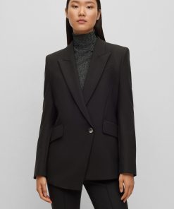 Hugo Boss Tailored Jackets-Regular-fit jacket in stretch fabric with asymmetric front-boss store