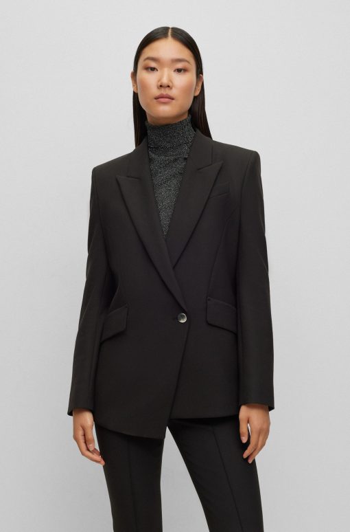 Hugo Boss Tailored Jackets-Regular-fit jacket in stretch fabric with asymmetric front-boss store