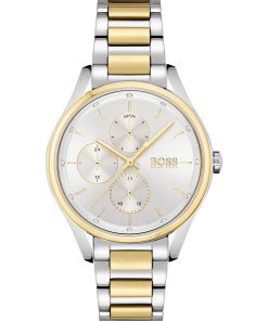 Hugo Boss Watches-Two-tone watch with crystals and link bracelet-hugo