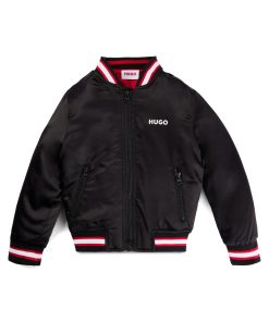 Hugo Boss-Kids’ bomber jacket in stretch satin with double logo-boss hugo 2